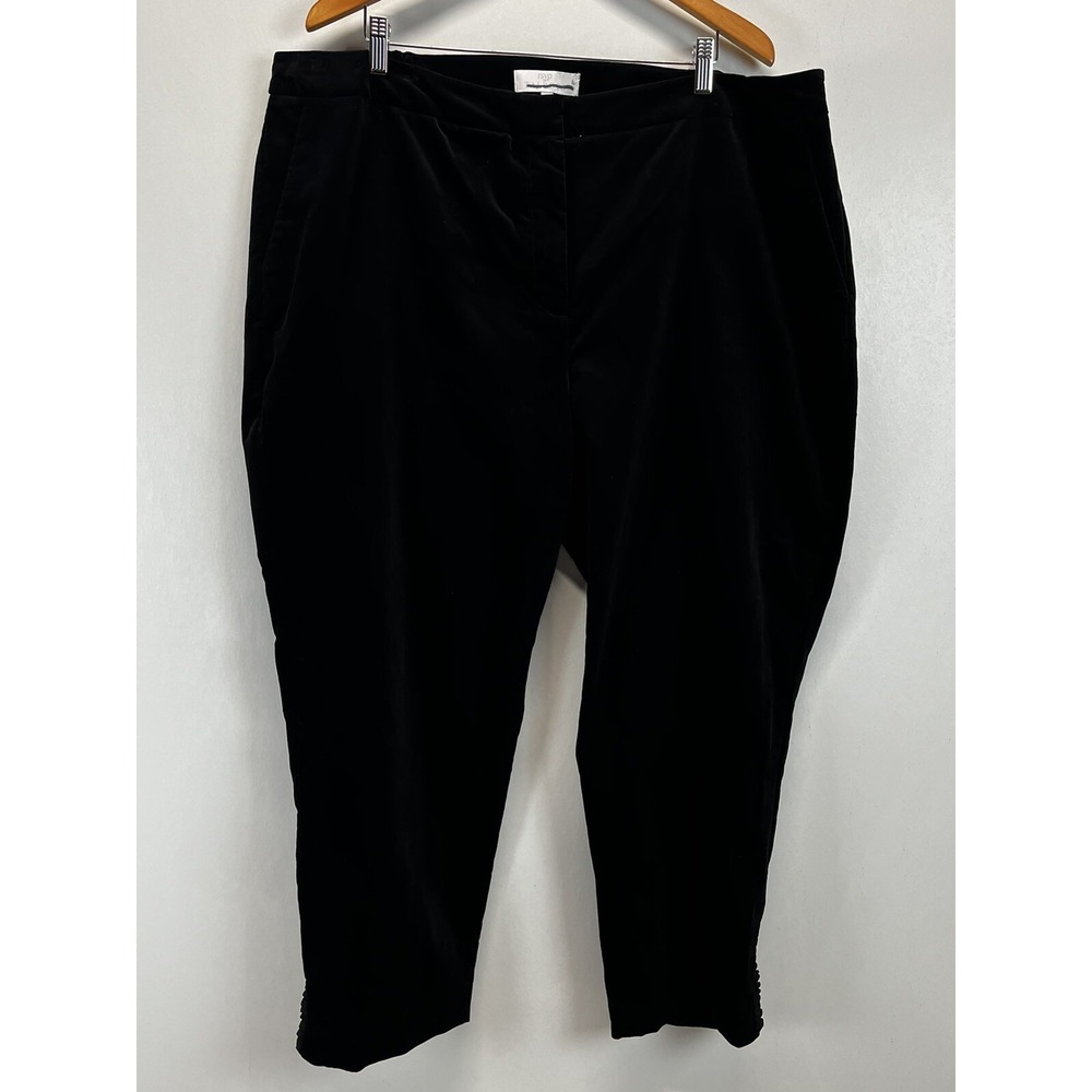 RSVP by Talbots Black Velvet Pants 24W Plus Ankle Ruffle Women's Elastic Sides